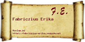 Fabriczius Erika névjegykártya